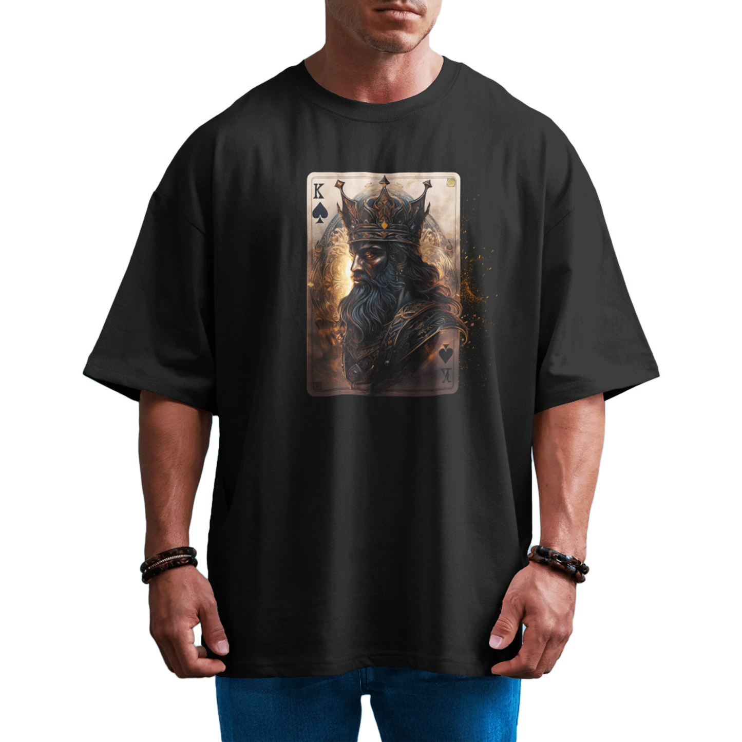 King of Spades Graphic Black Oversized T-Shirt for Men | Gothic T-Shirt for Men