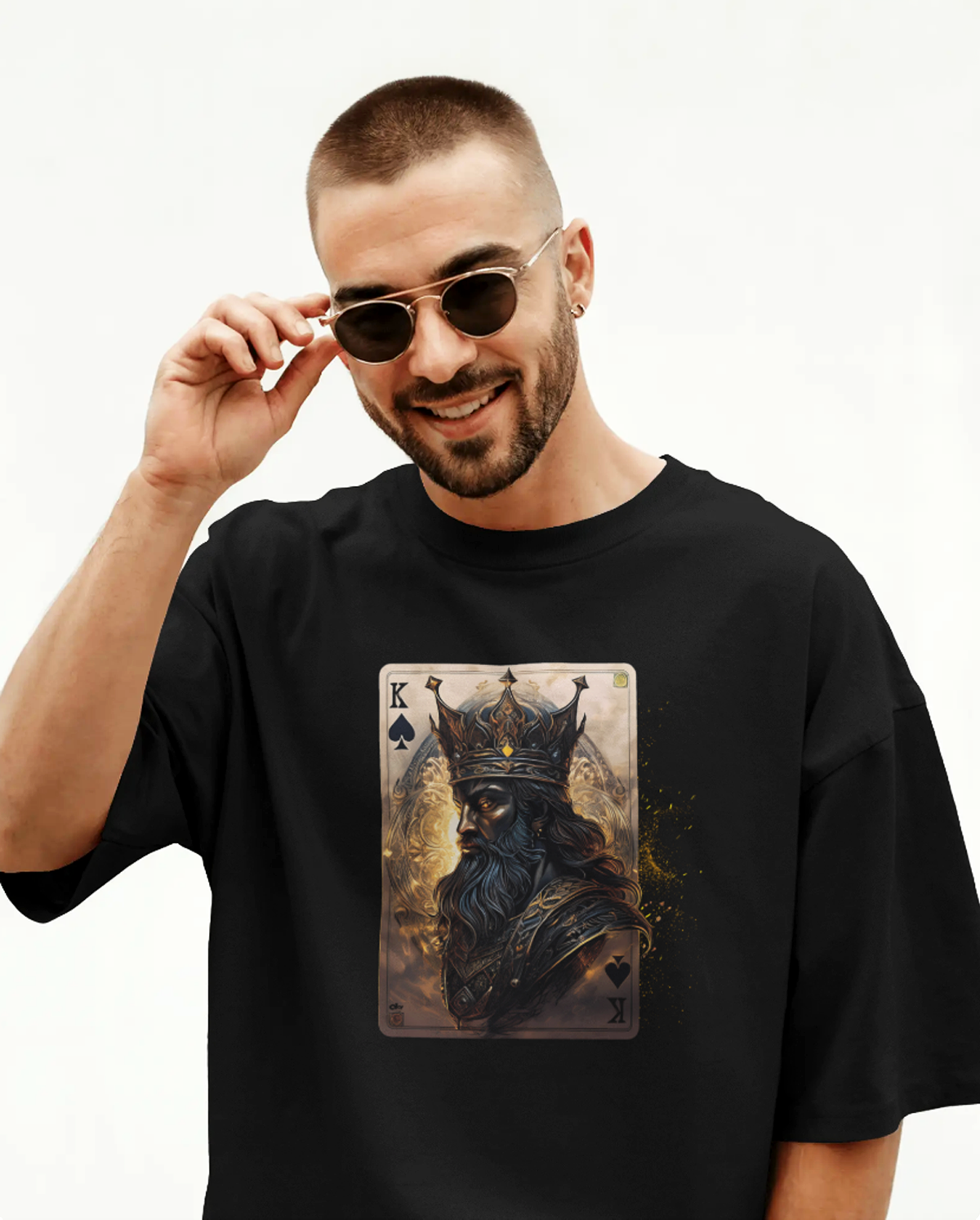 King of Spades Graphic Black Oversized T-Shirt for Men | Gothic T-Shirt for Men