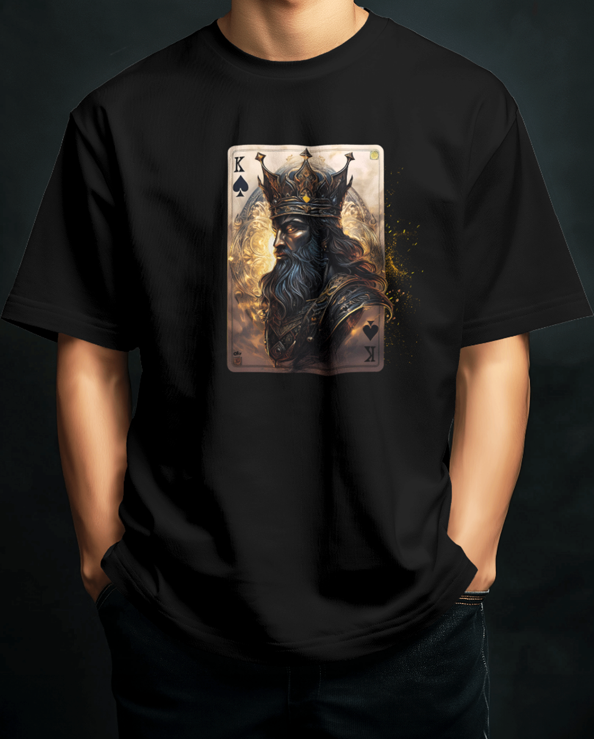 King of Spades Graphic Black Oversized T-Shirt for Men | Gothic T-Shirt for Men