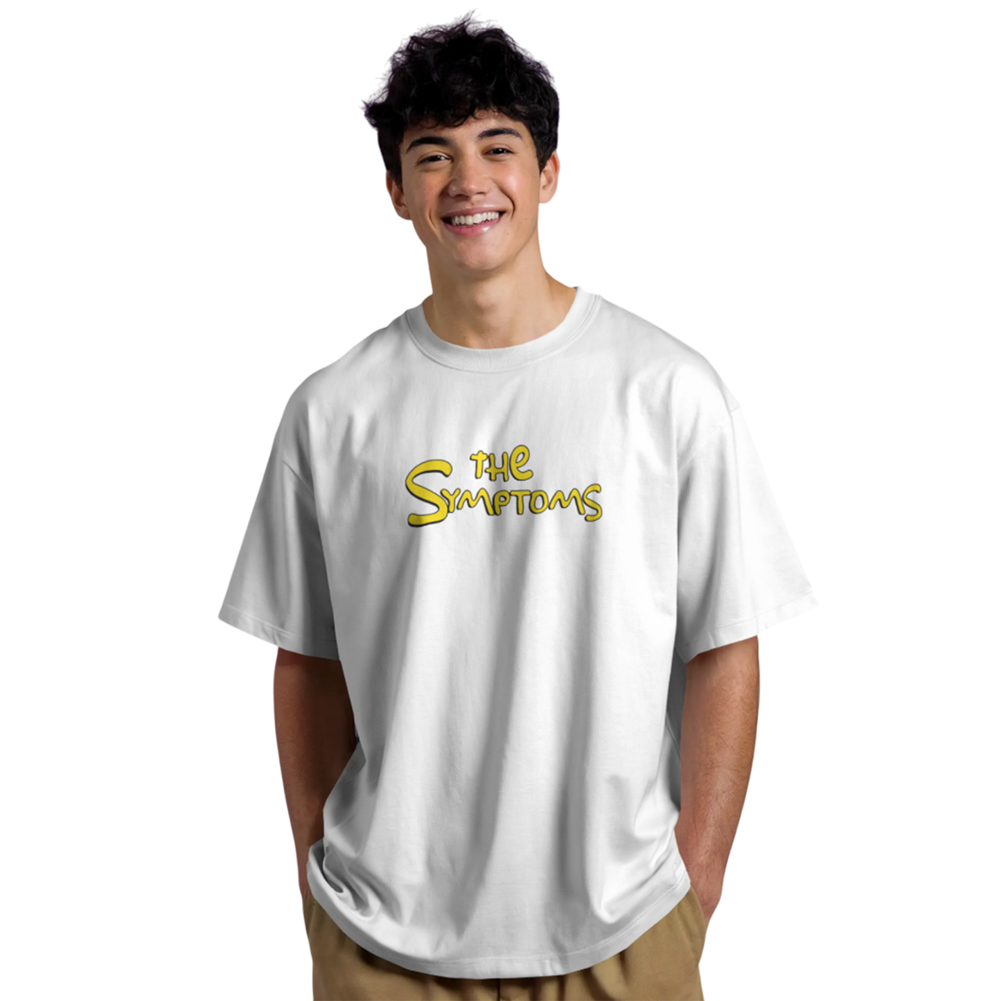 The Symptoms White Oversized T-Shirt for Men Funny Quote Tee