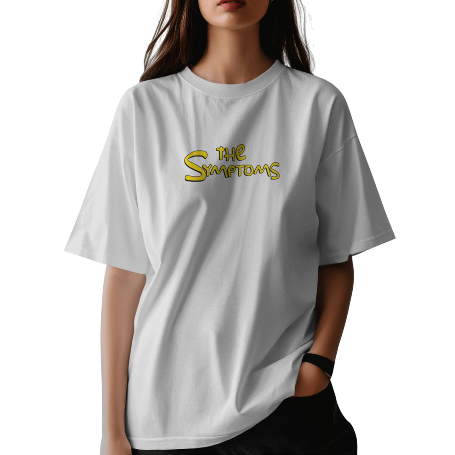 The Symptoms White Oversized T-Shirt for Women Funny Aesthetic Tee