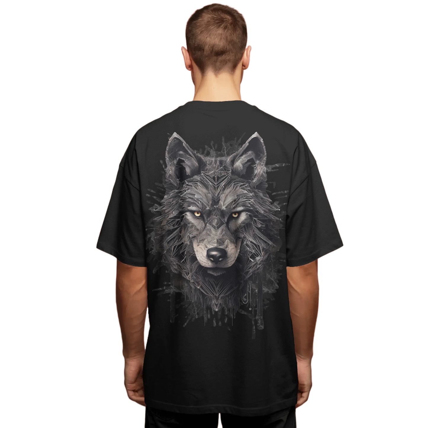 Alpha Wolf Graphic Printed Black Oversized T-Shirt for Men | Streetwear Aesthetic Tee India