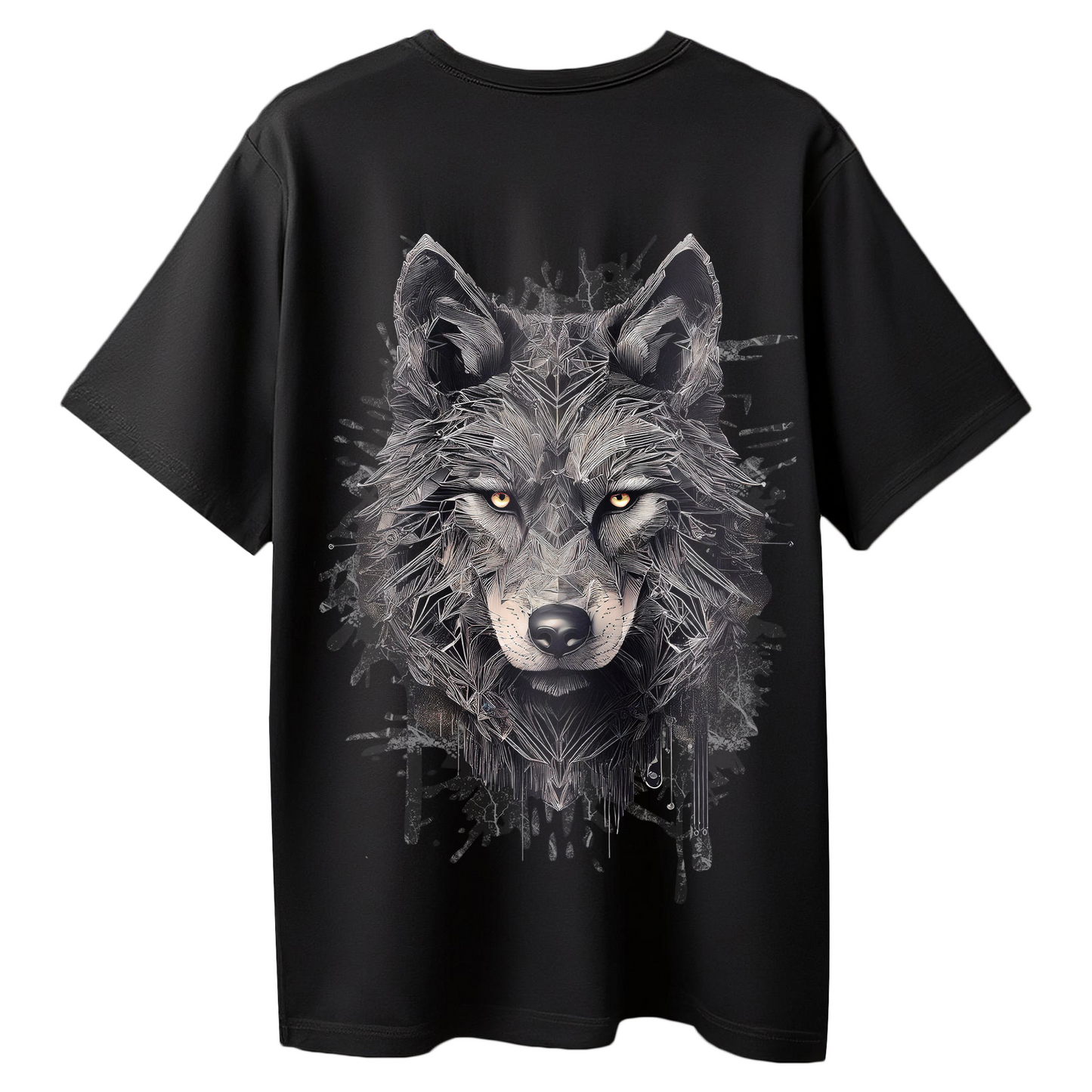 Alpha Wolf Graphic Printed Black Oversized T-Shirt for Men | Streetwear Aesthetic Tee India