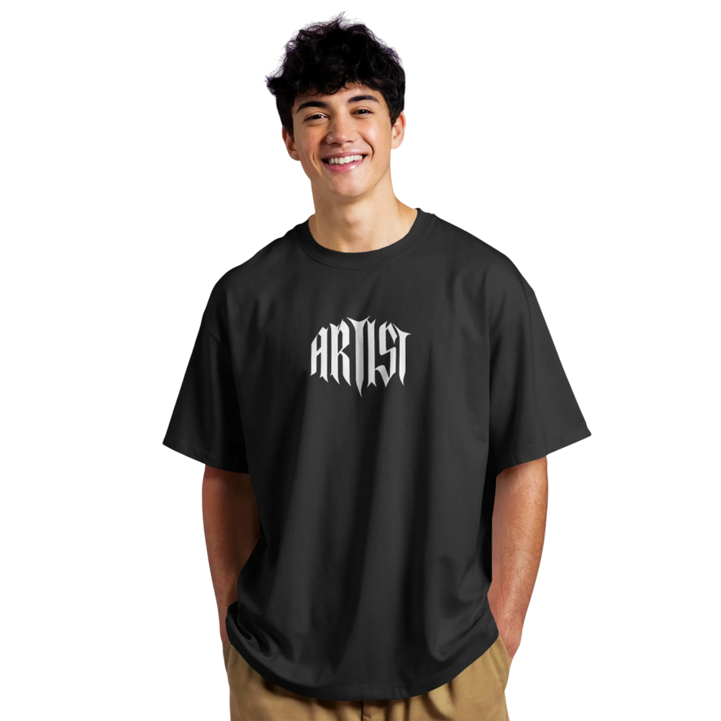 Artist Black Oversized T-Shirt for Men | Bold Graphic Streetwear Tee