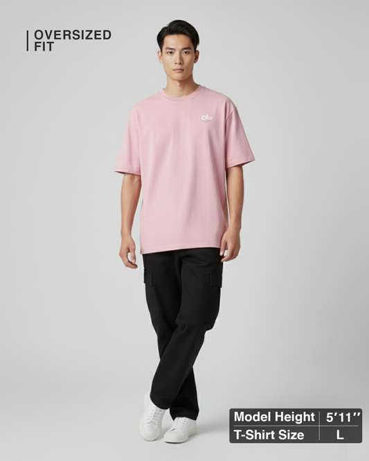 Solid Baby Pink Oversized T-Shirt for Men | Premium Cotton Streetwear Tee