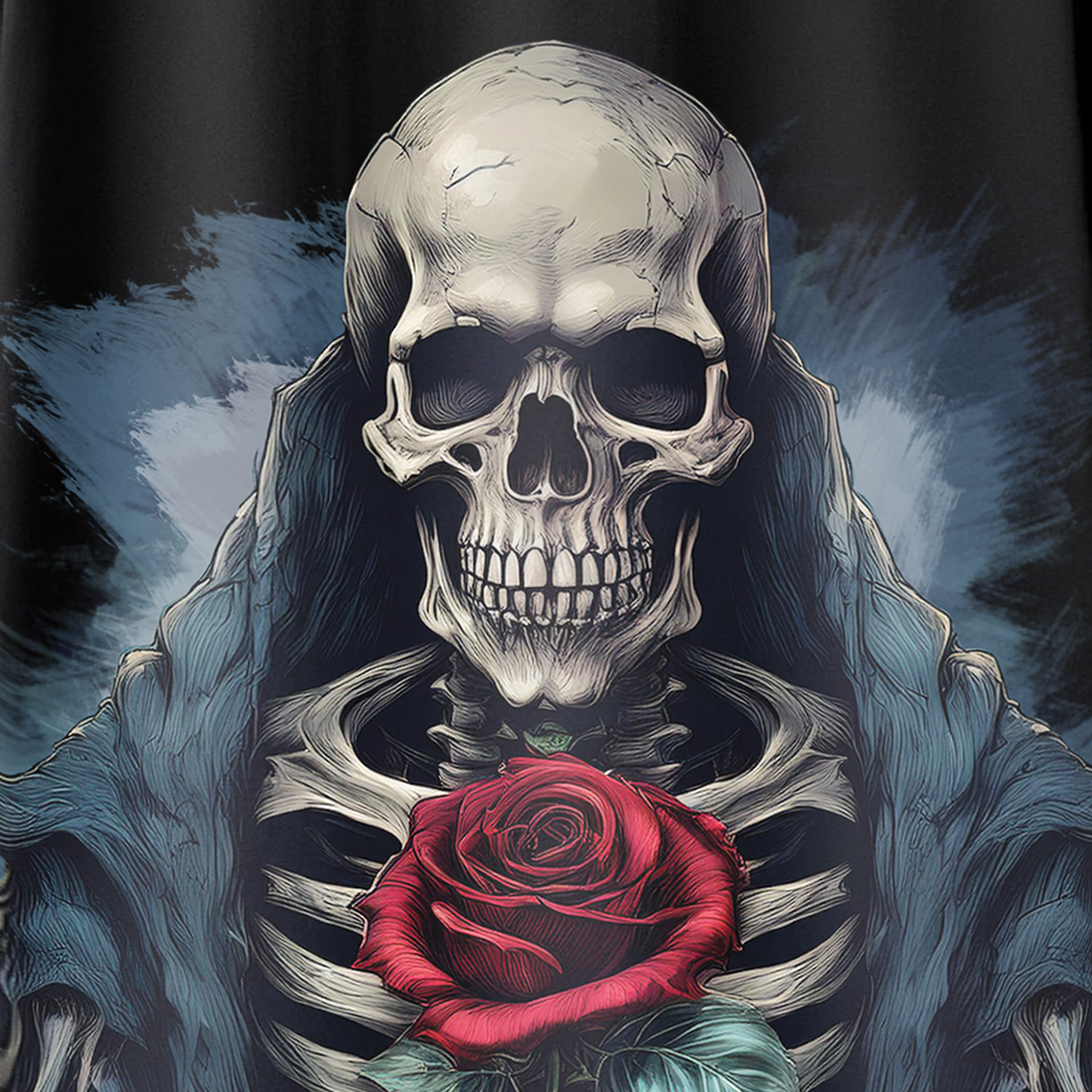 Rose of the Reaper Women's Oversized Black T-Shirt – Skeleton & Rose Graphic Tee