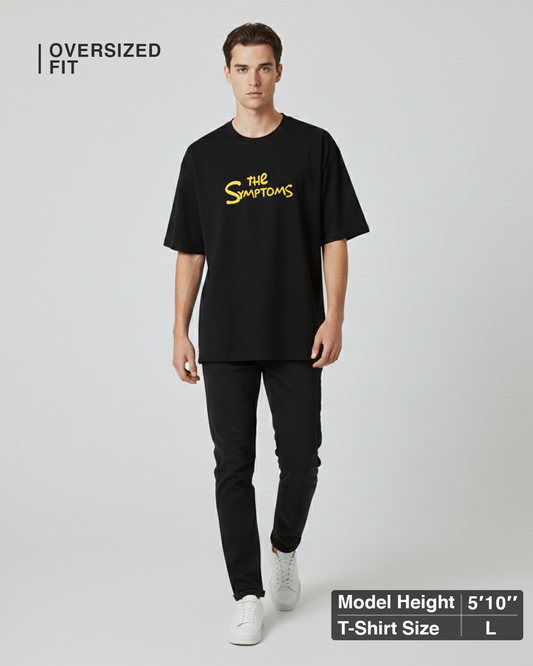 The Symptoms Black Oversized T-Shirt for Men & Boys - Funny Graphic Tee