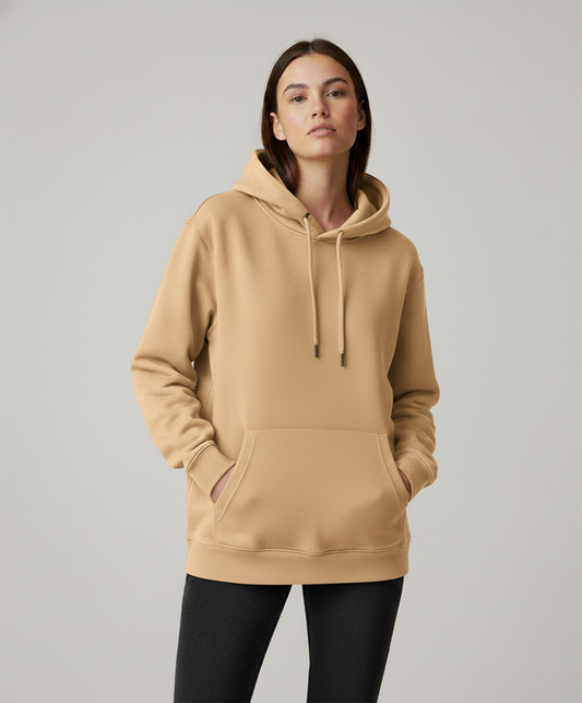 Solid Camel Brown Hoodie for Women | Brown Cotton Hoodie for Girls India