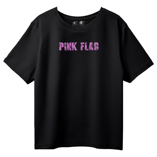 Pink Flag Black Oversized T-Shirt for Women & Girls - Trendy Drop Shoulder Baggy Fit 100 % Cotton Oversized T-shirt
