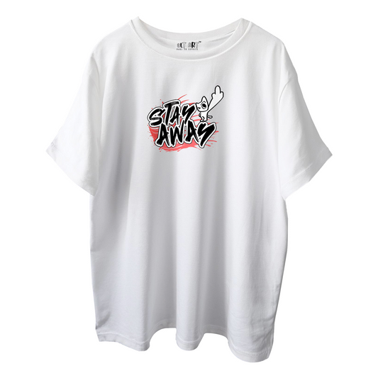 Stay Away – White Oversized T-Shirt for Women & Girls