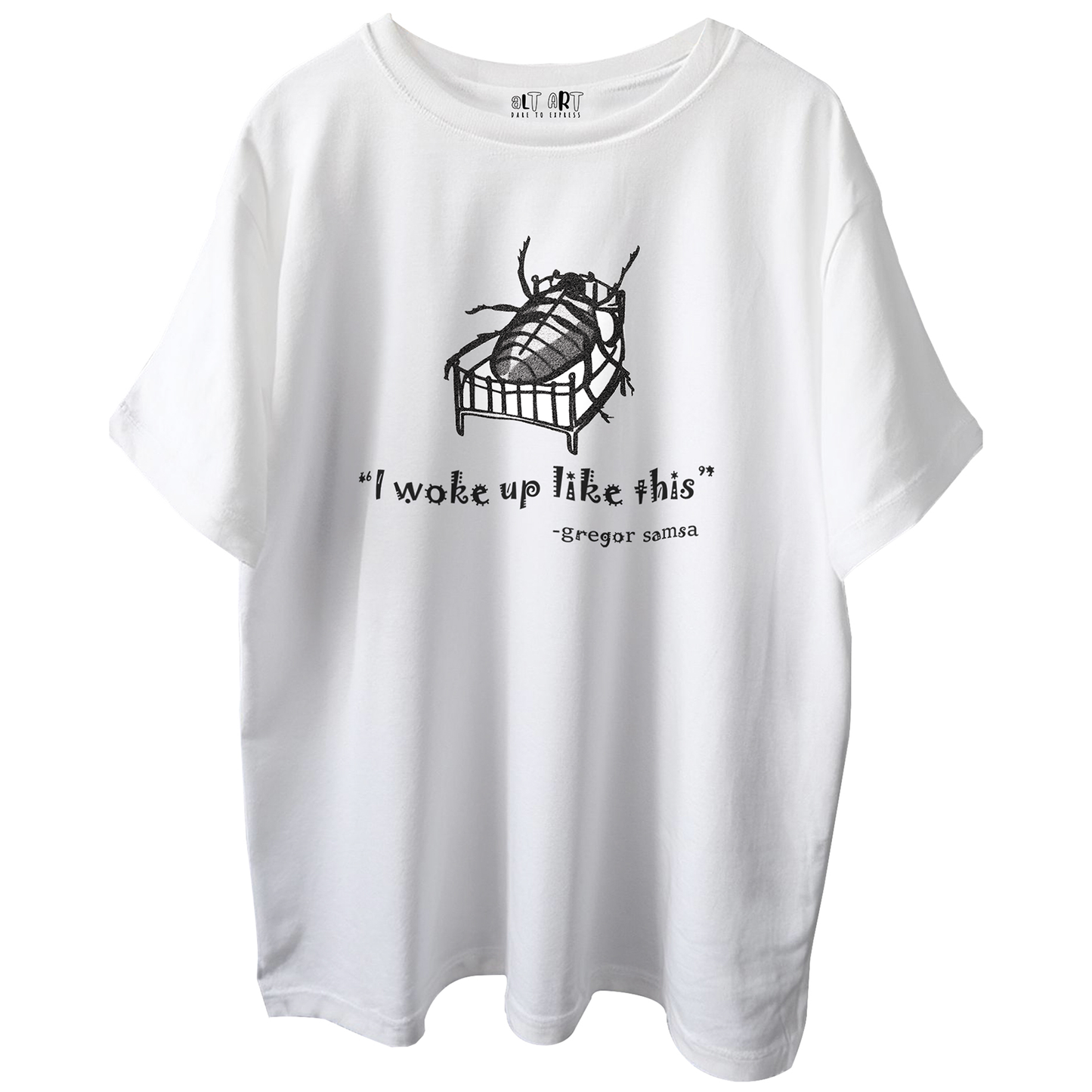 Kafka I Woke Up Like This T-Shirt for Men & Boys – White Literary Graphic Tee Existential Streetwear