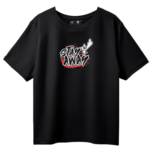 Stay Away – Black Oversized T-Shirt for Women & Girls