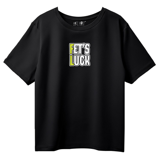 Fet’s Luck Funny Oversized T-Shirt for Men & Boys – Sarcastic Graphic Printed Drop Shoulder 100% Cotton T-Shirt
