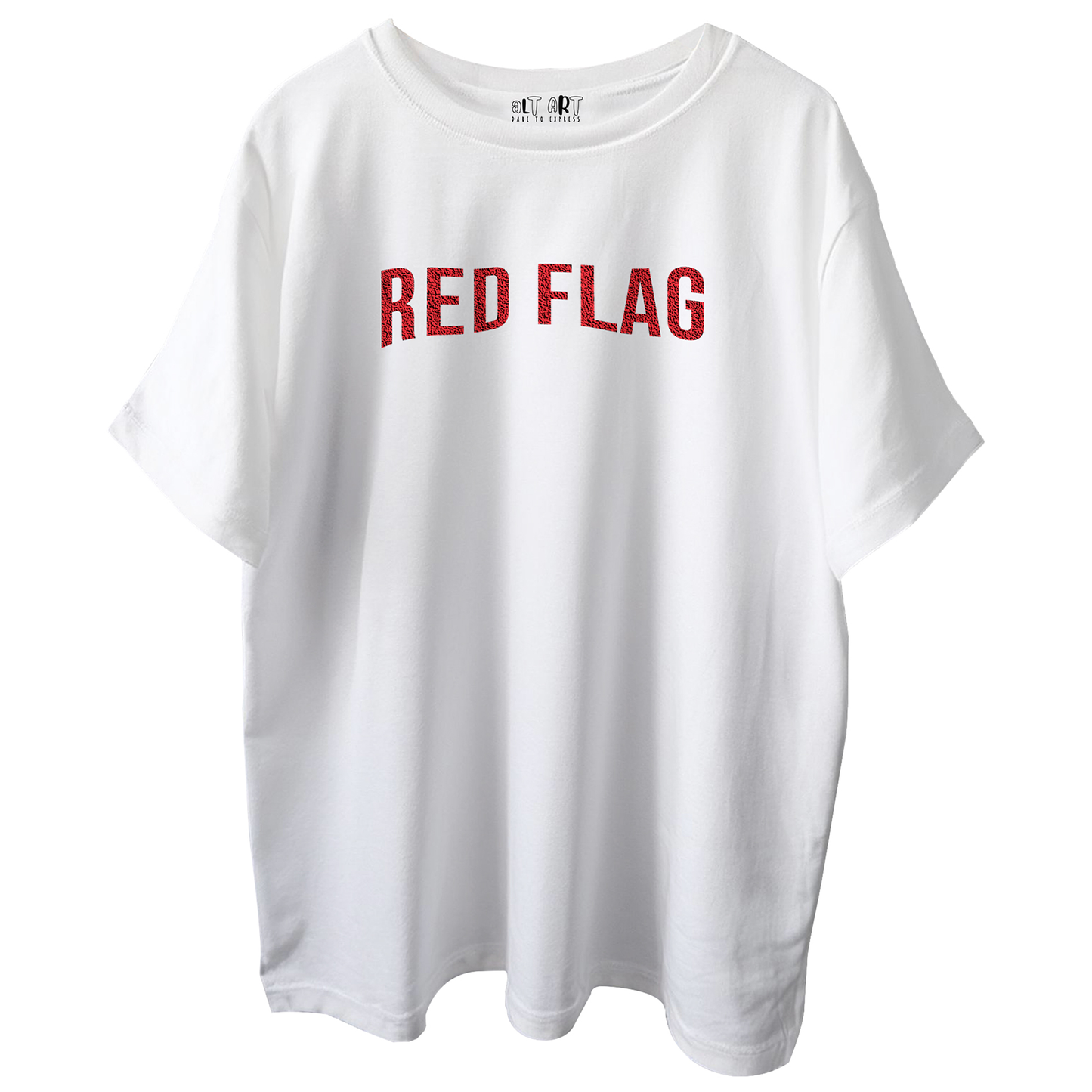 Red Flag Oversized T-Shirt for Women – White Meme Tee | Trendy Streetwear