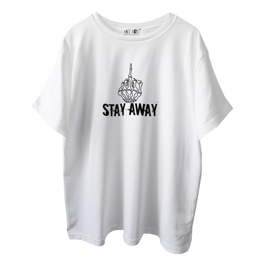 Stay Away – White Oversized T-Shirt for Men & Boys