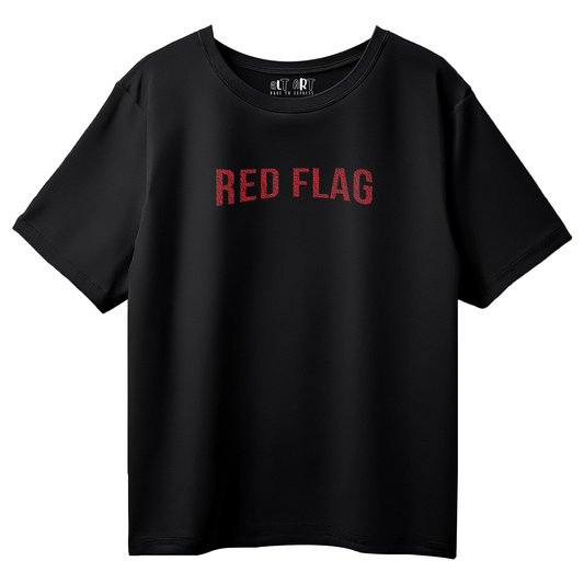 Red Flag Oversized T-Shirt for Men - Black Graphic Tee | Bold Streetwear