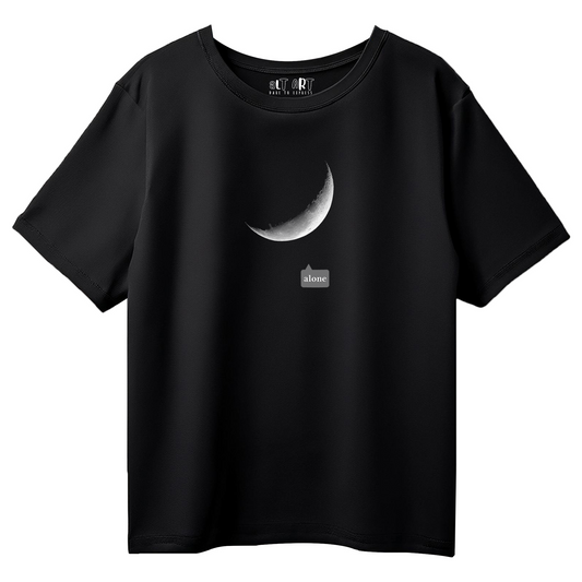 Lunar Solitude Black Oversized T-Shirt for Men & Boys - Moon T-shirt
