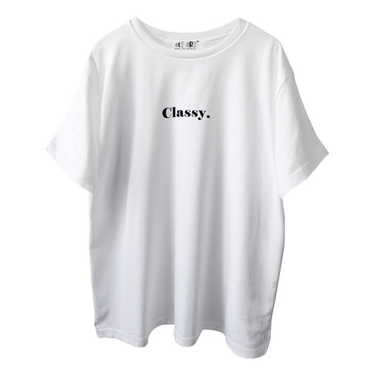 Classy White Oversized T-Shirt for Men & Boys - Minimalist Typography Tee