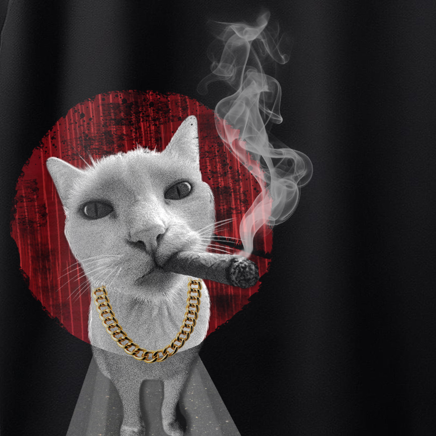 Gangster Billa Black Oversized Cat T-Shirt for Women & Girls - Funny Streetwear Graphic Printed T-Shirt