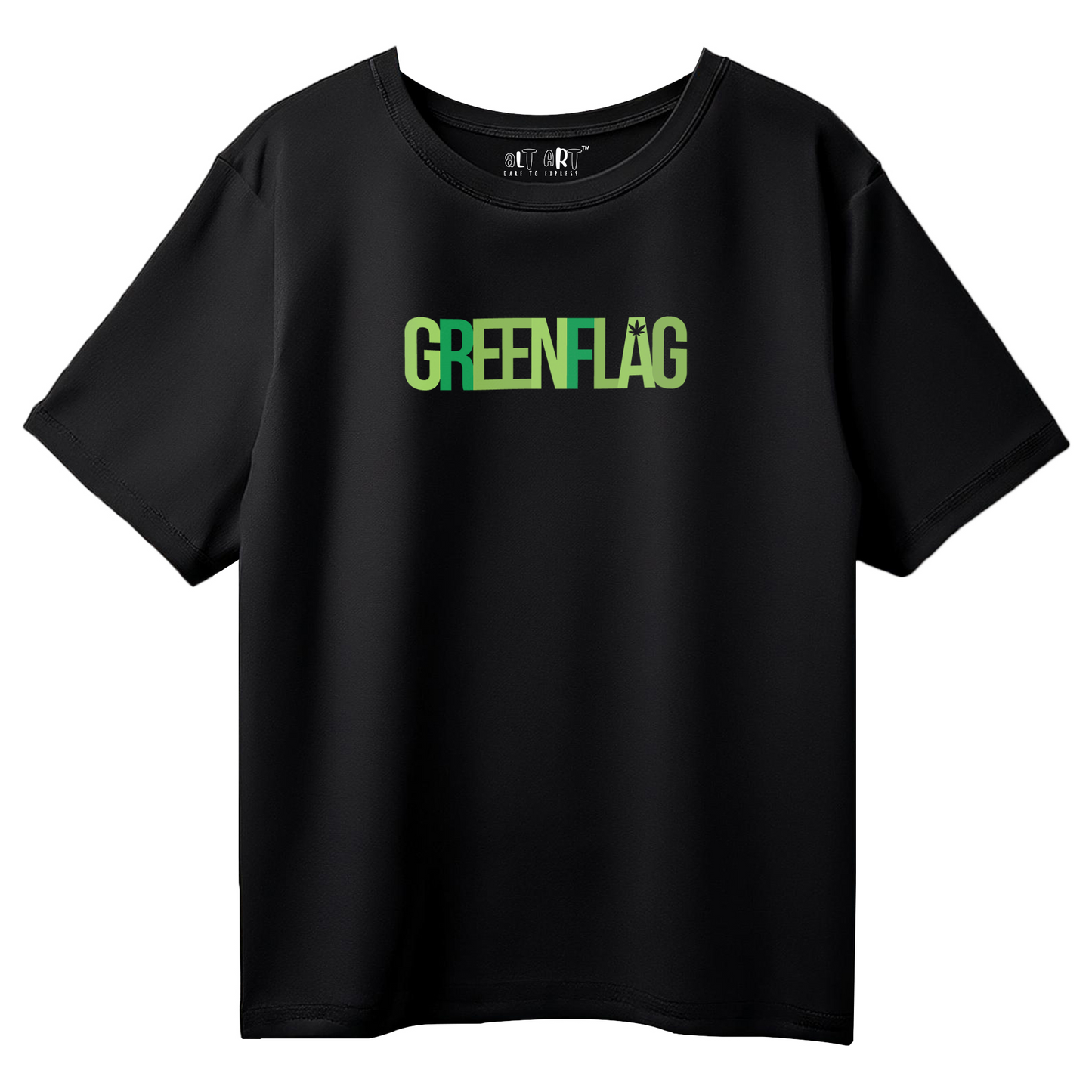 Green Flag T-Shirt for Men – Oversized Fit Cotton Graphic Tee