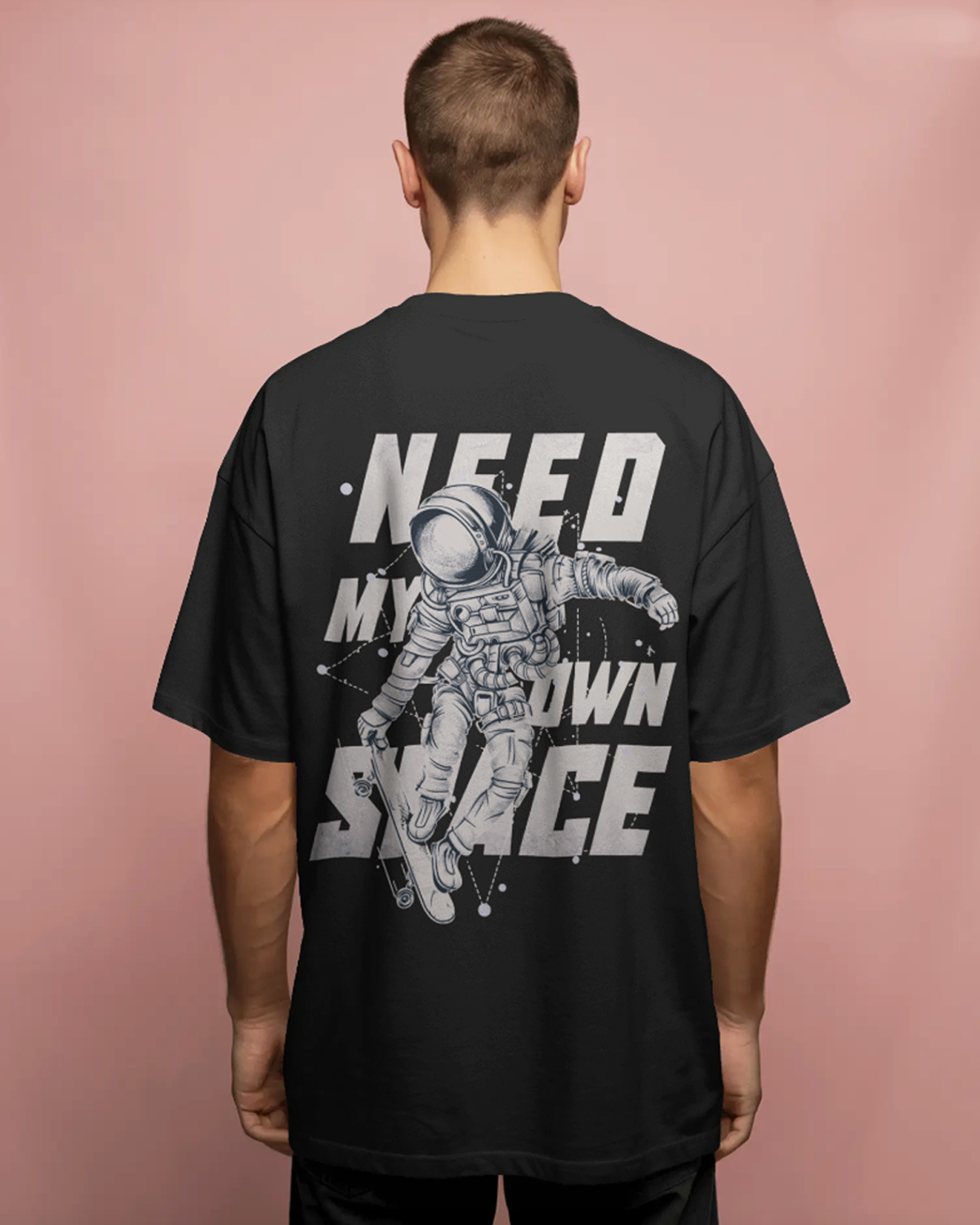 I Need Some Space Astronaut Graphic Printed Oversized T-Shirt for Men