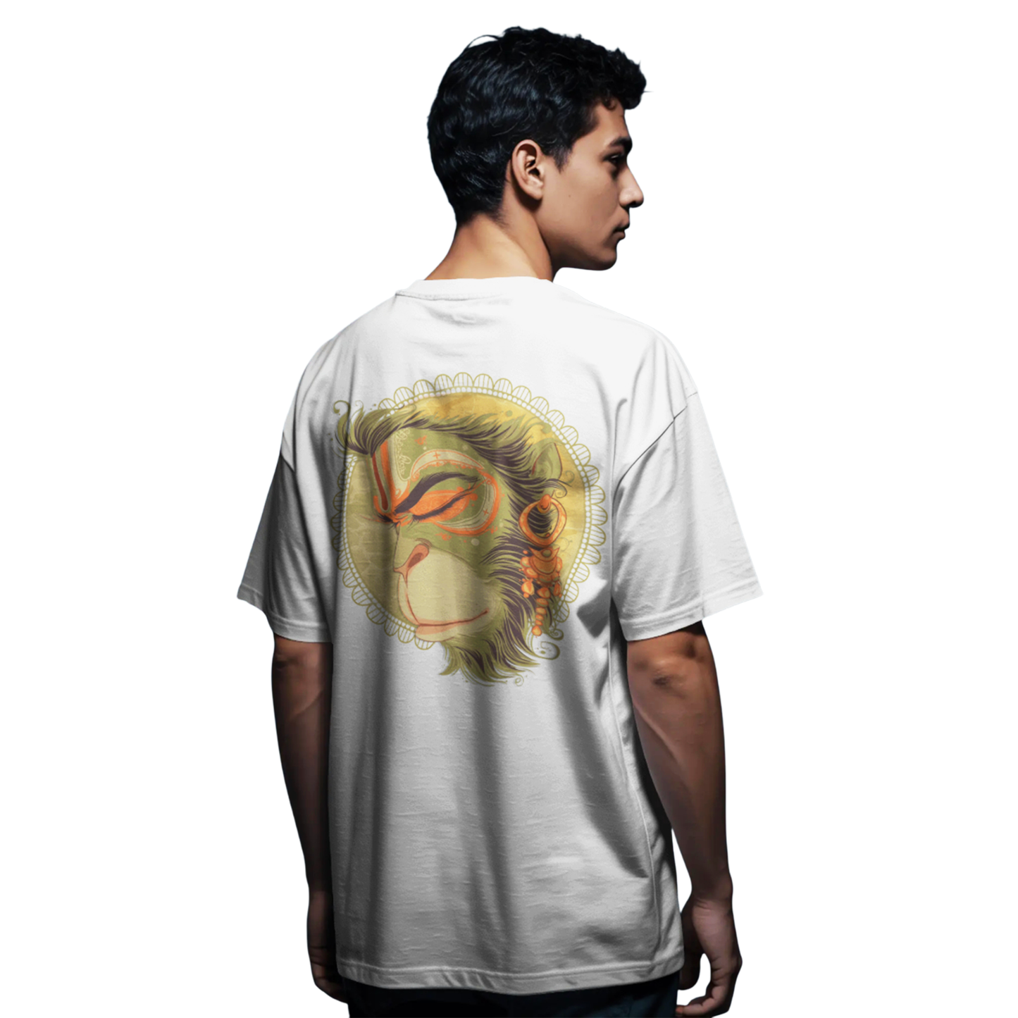 Jai Hanuman White Oversized T-Shirt for Men & Boys | Jai Bajrangbali Graphic Printed Oversized T-Shirt