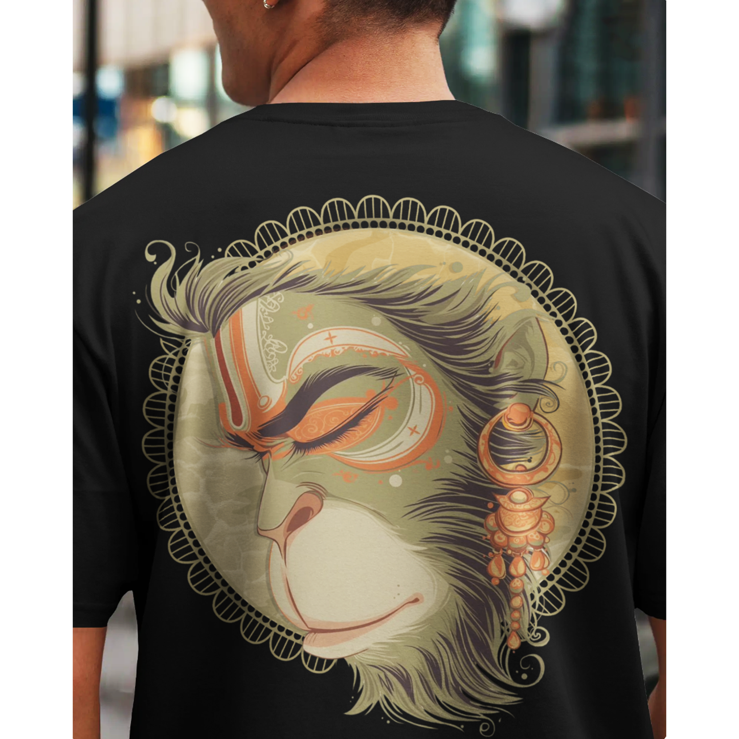 Jai Hanuman Black Oversized T-Shirt for Men & Boys | Jai Bajrangbali Graphic Printed Oversized T-Shirt