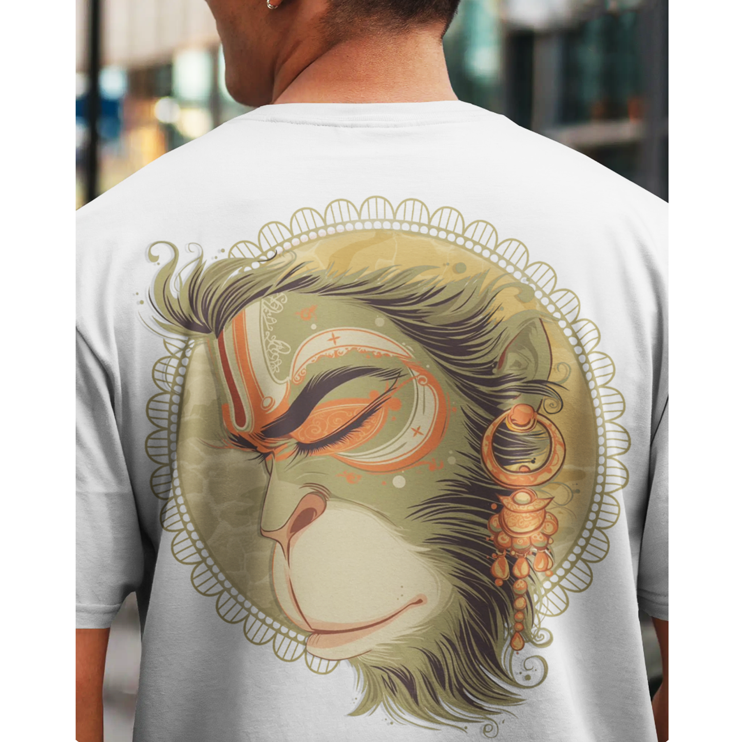 Jai Hanuman White Oversized T-Shirt for Men & Boys | Jai Bajrangbali Graphic Printed Oversized T-Shirt