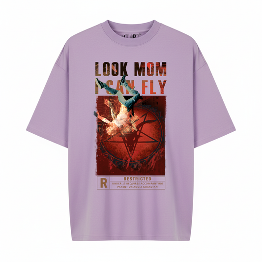 Look Mom I Can Fly Travis Scott Graphic Oversized T-Shirt for Women | Lavender Streetwear Tee India
