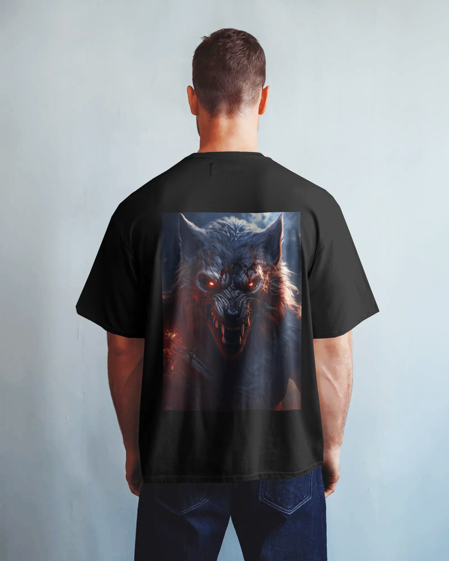 Lunar Wraith – Oversized Werewolf Graphic T-Shirt for Men & Boys