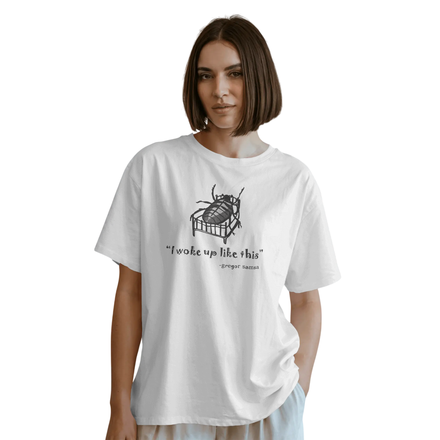 Kafka Oversized T-Shirt for Women – White Existential Graphic Tee