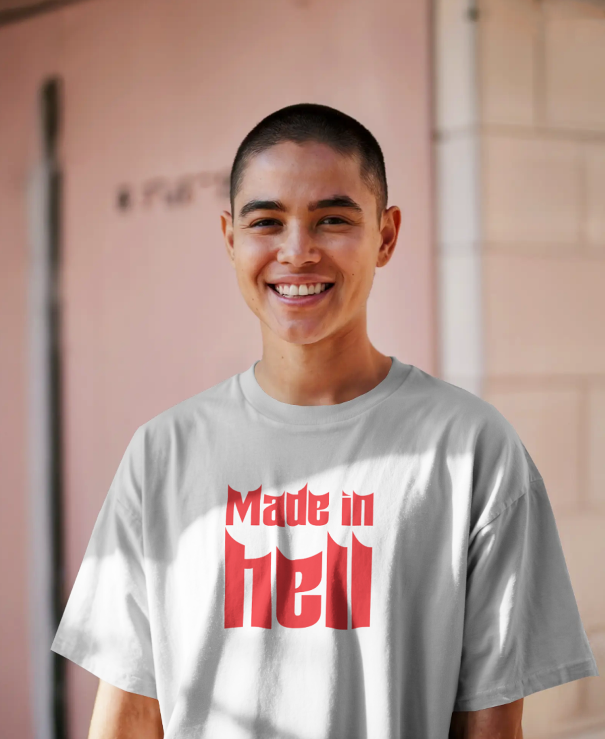 Made in Hell White Oversized T-Shirt for Men & Boys | Gothic Streetwear Graphic Tee