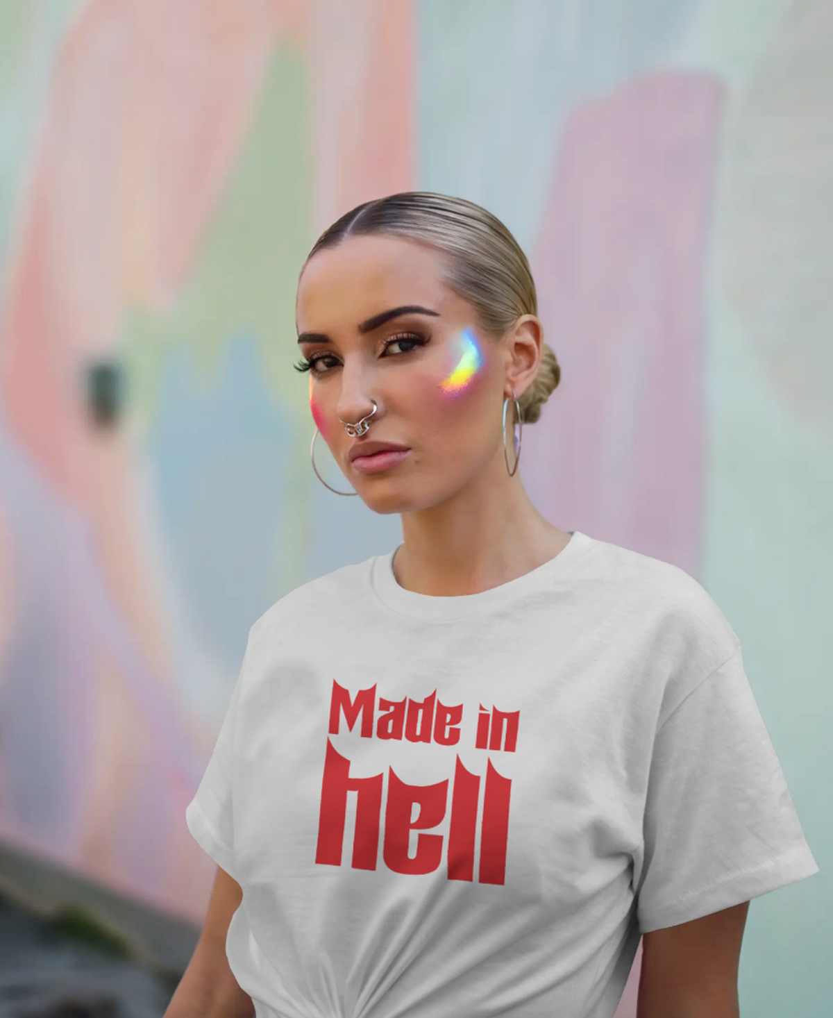 Made in Hell White Oversized T-Shirt for Women & Girls | Gothic Graphic Streetwear Tee