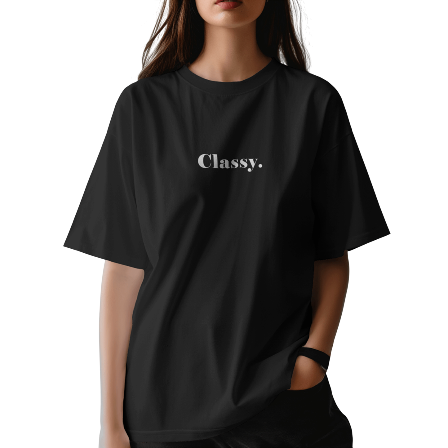 Classy Black Oversized T-Shirt for Women & Girls - Minimal Aesthetic Streetwear