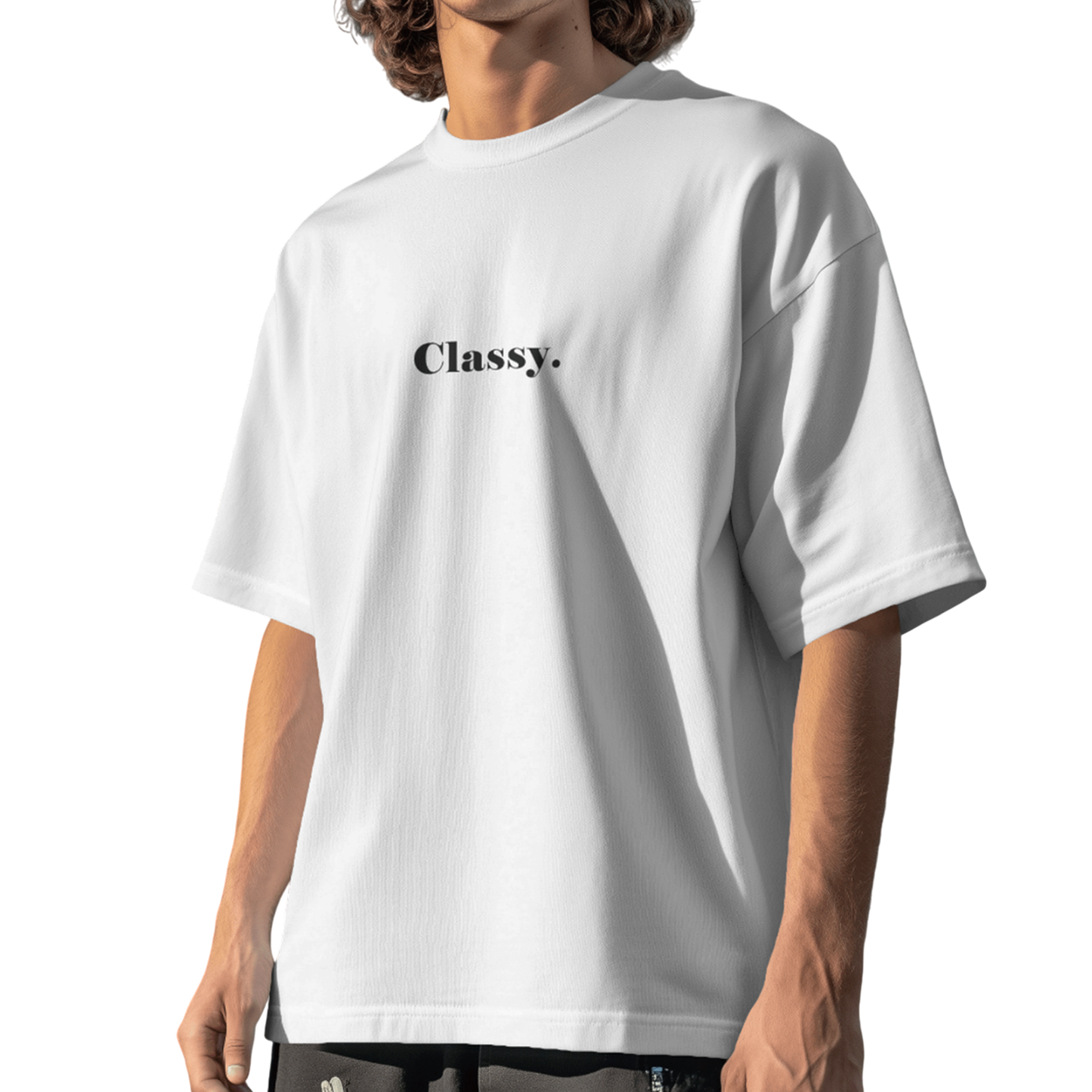 Classy White Oversized T-Shirt for Men & Boys - Minimalist Typography Tee