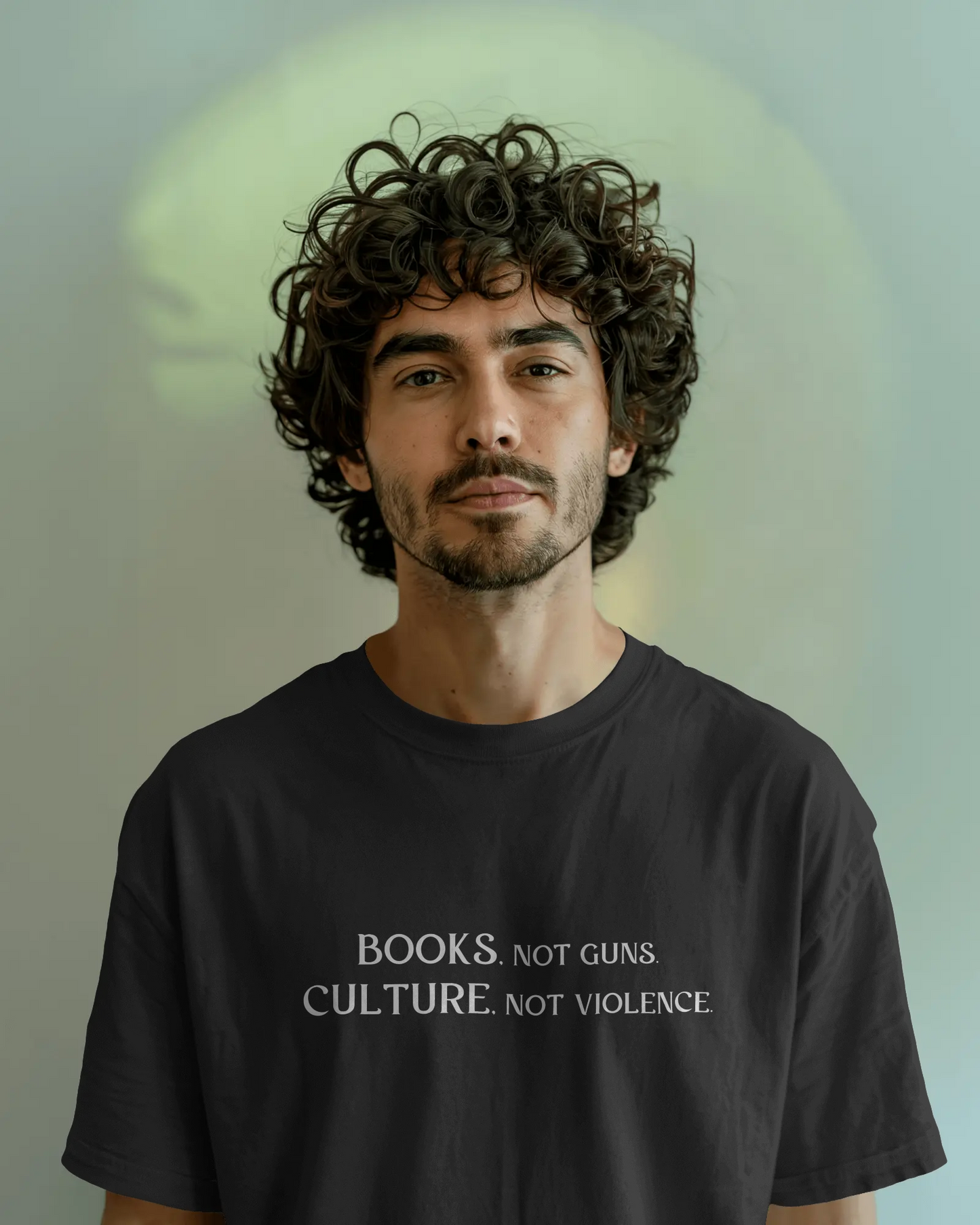 Books Not Guns Black Oversized T-Shirt for Men & Boys - Bold Quote Streetwear