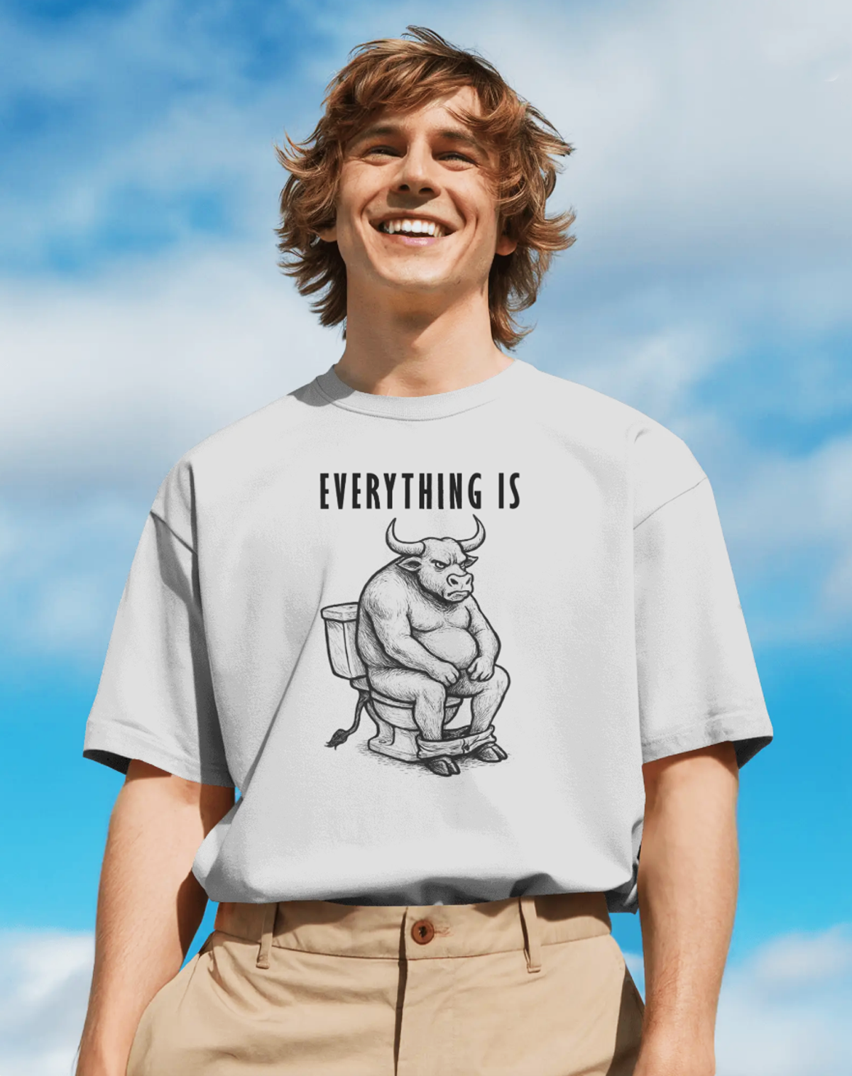 Funny Quote White Oversized T-Shirt for Men & Boys - Graphic Printed Oversized Fit 100% Cotton Tee