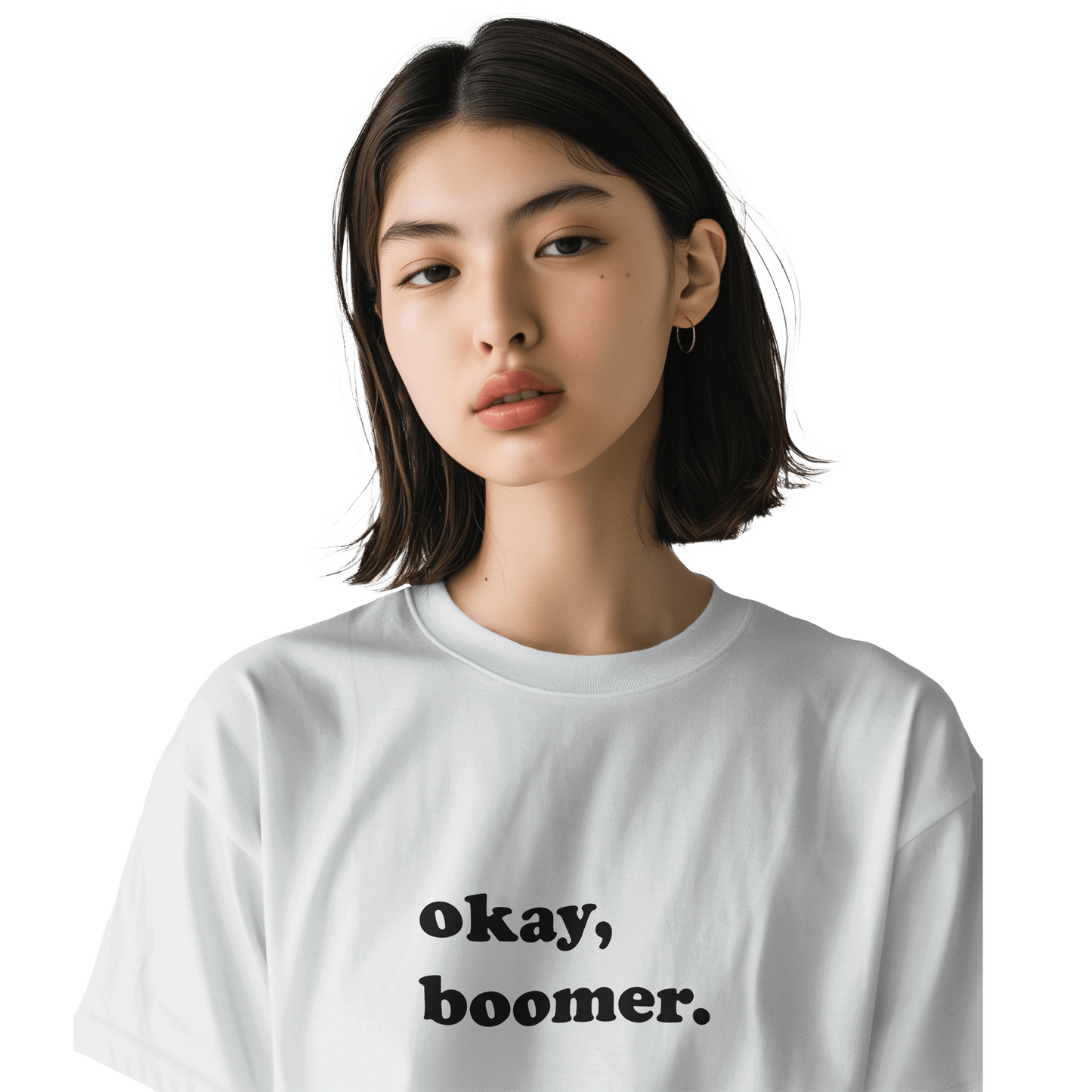 Okay Boomer Oversized T-Shirt for Women – White Meme Tee | Funny Graphic Streetwear