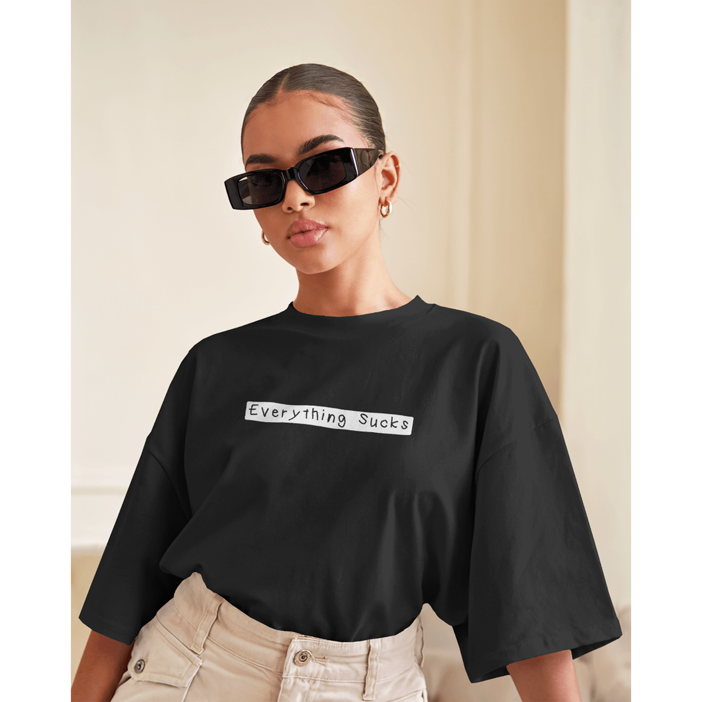 Everything Sucks Oversized T-Shirt for Women & Girls – Funny Quote Tee
