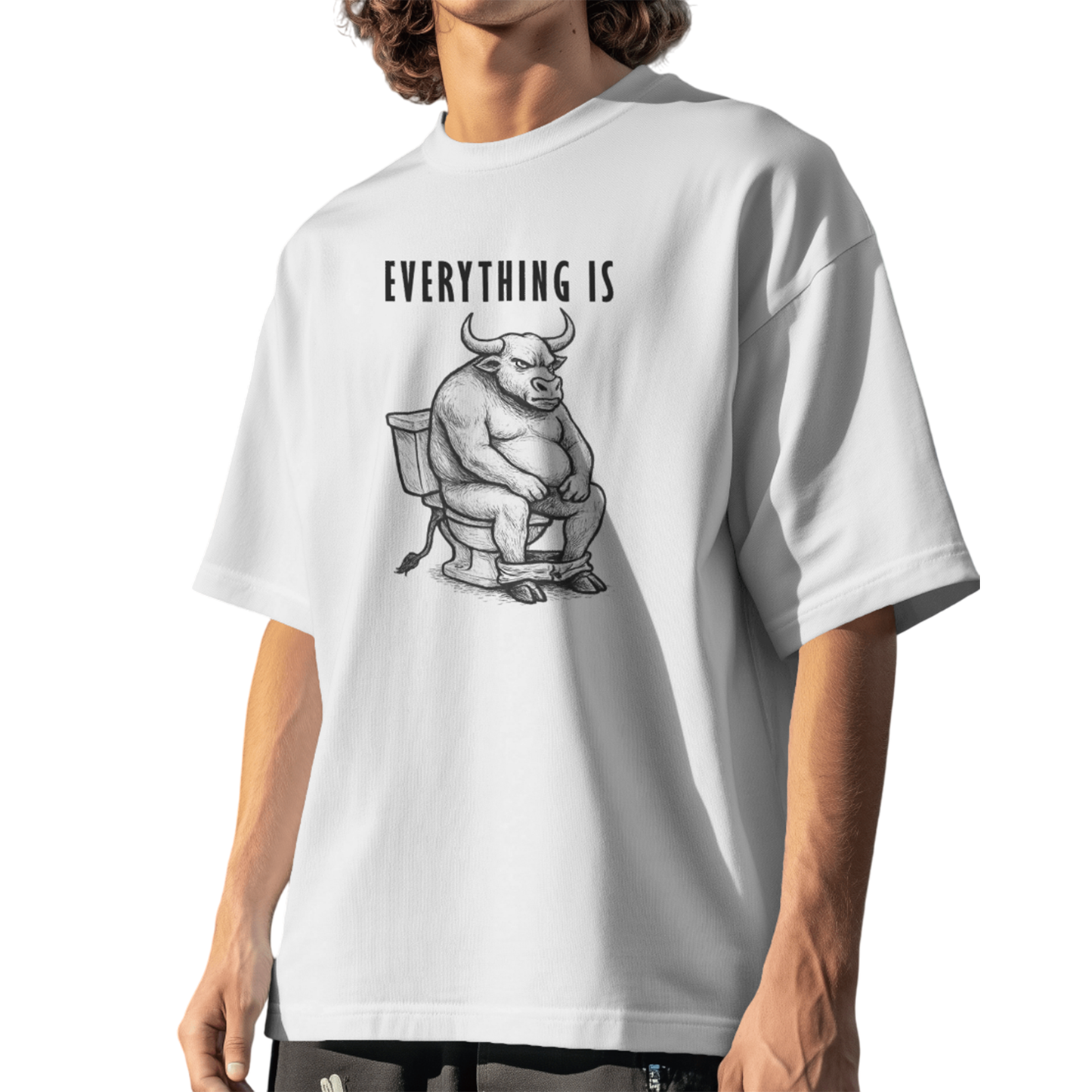 Funny Quote White Oversized T-Shirt for Men & Boys - Graphic Printed Oversized Fit 100% Cotton Tee