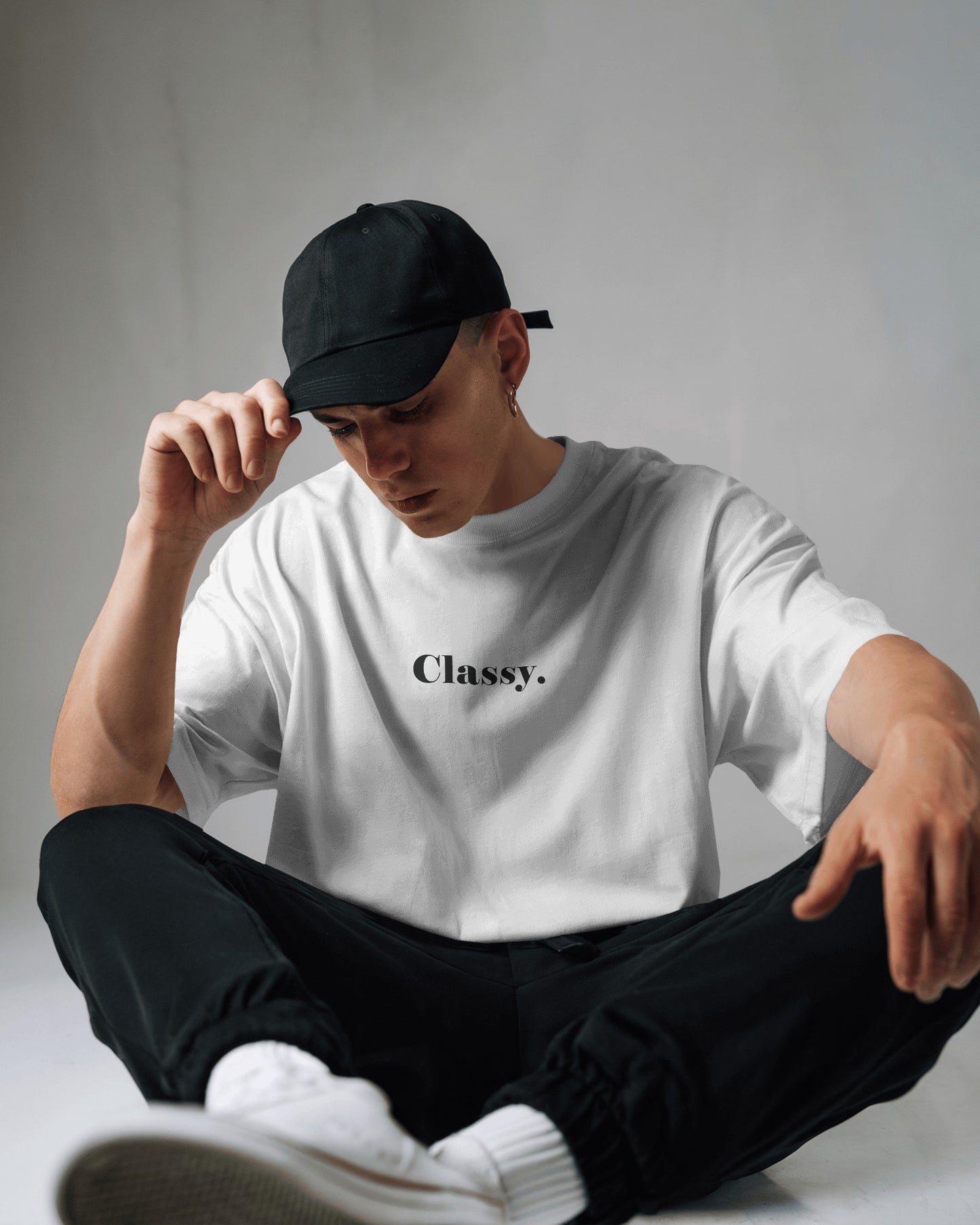 Classy White Oversized T-Shirt for Men & Boys - Minimalist Typography Tee
