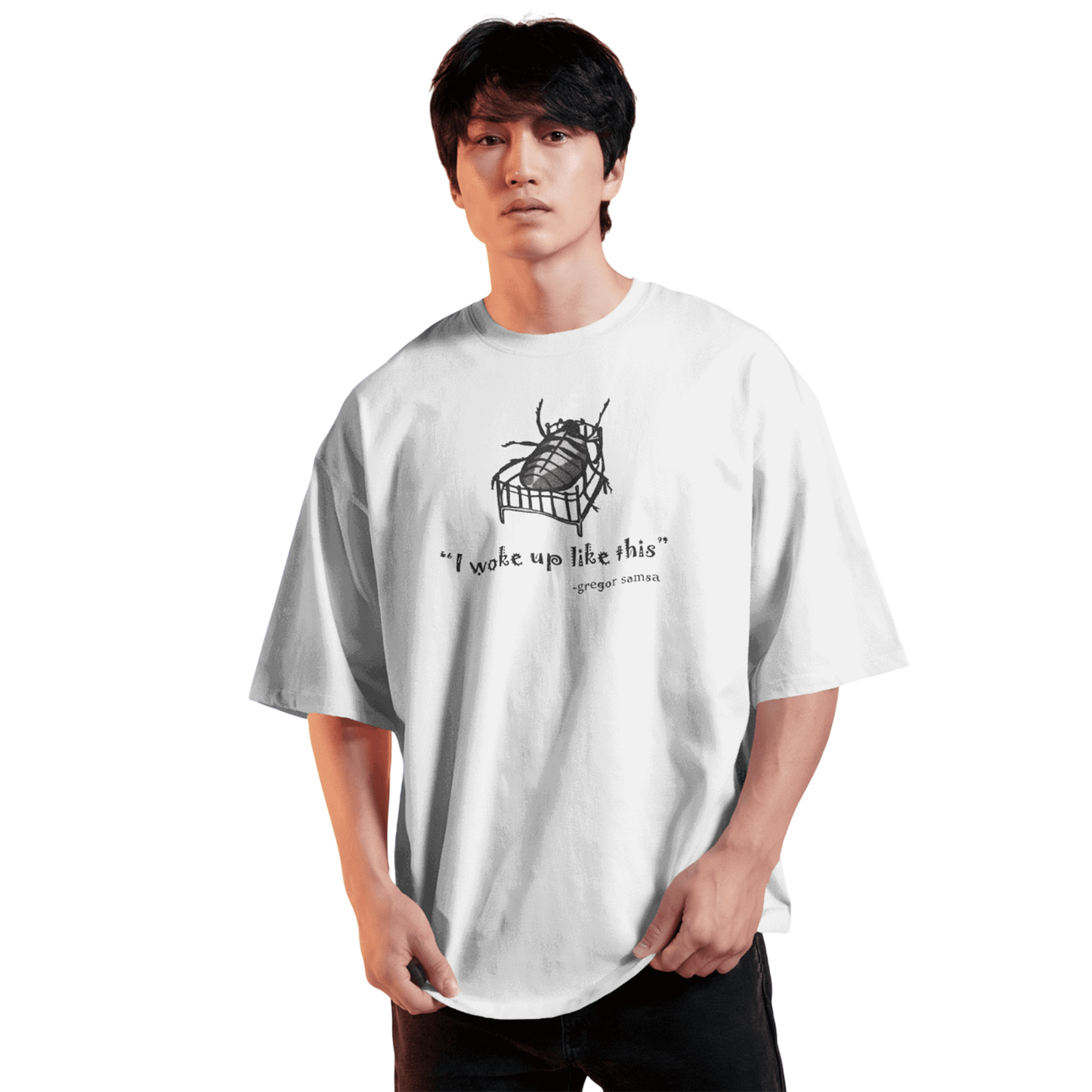 Kafka I Woke Up Like This T-Shirt for Men & Boys – White Literary Graphic Tee Existential Streetwear