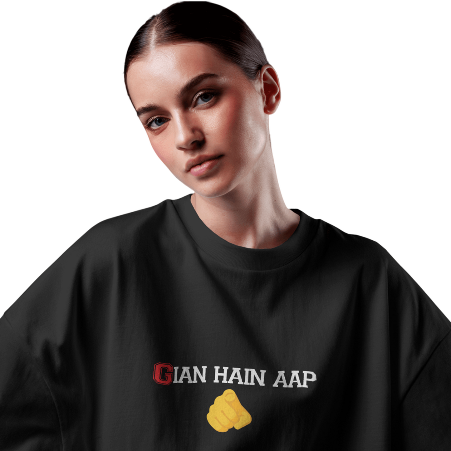 Gian Hai Aap Oversized T-Shirt for Women & Girls – Funny Hindi Graphic Tee