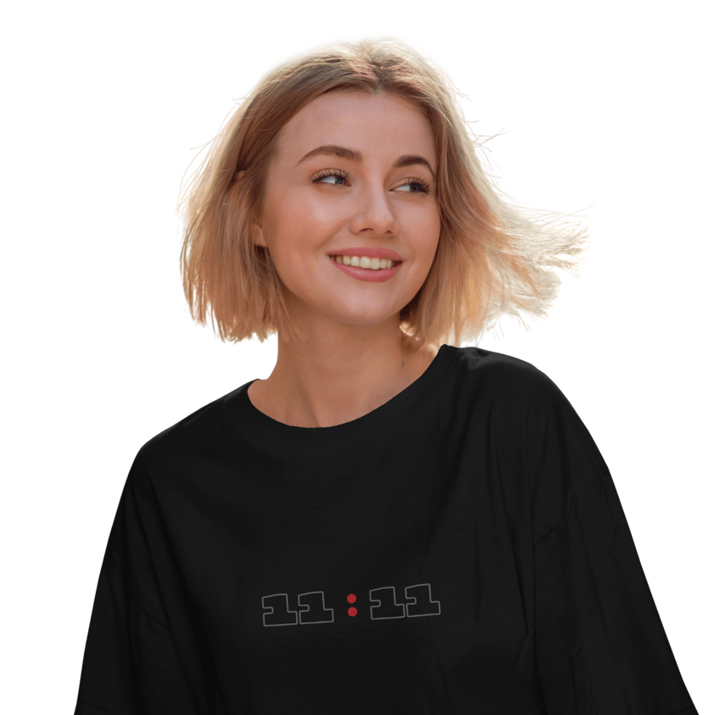 11:11 Eleven Eleven Oversized T-Shirt for Women & Girls – Angel Number Graphic Tee Manifestation Fashion