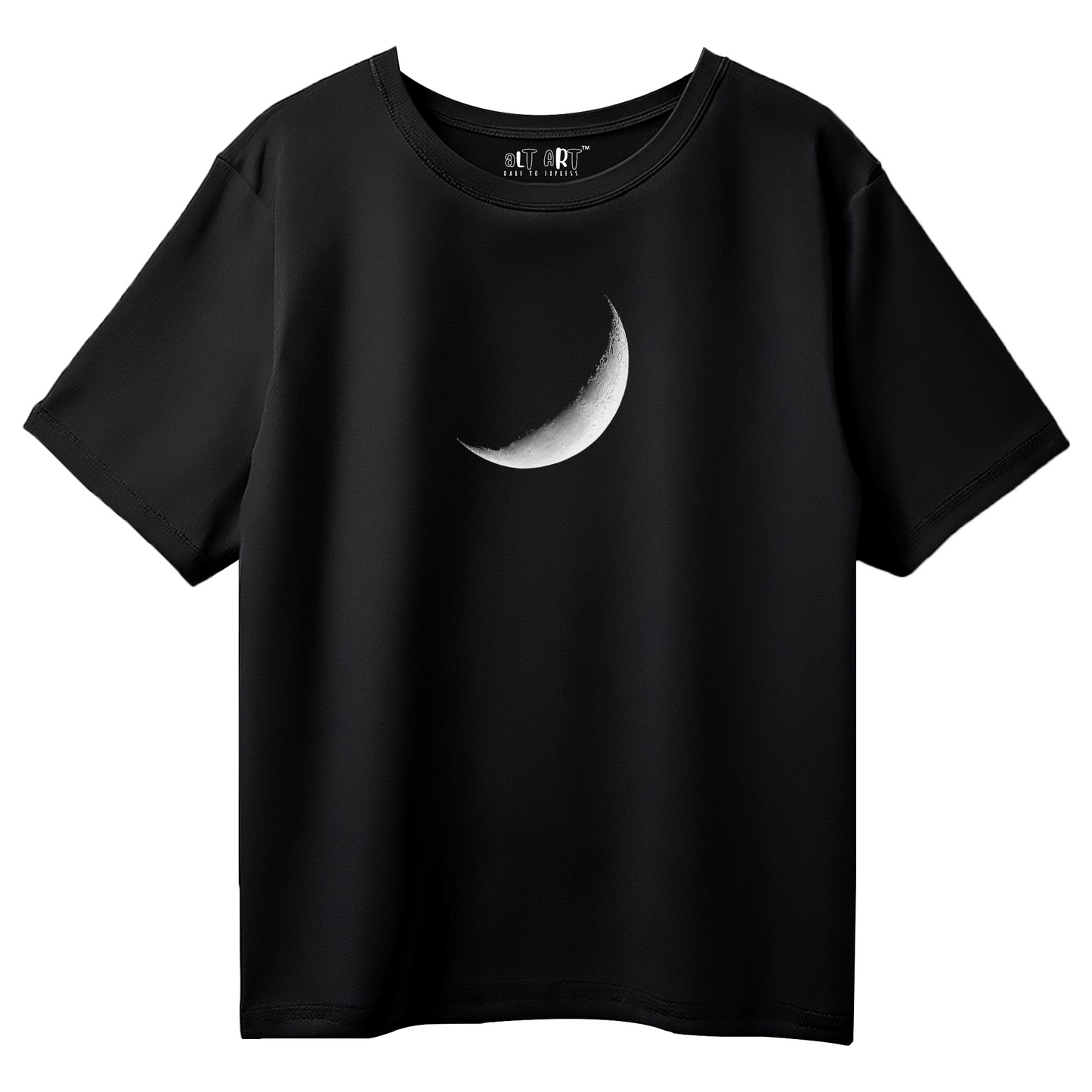 Moon Graphic Black Oversized T-Shirt for Men | Artistic Streetwear India