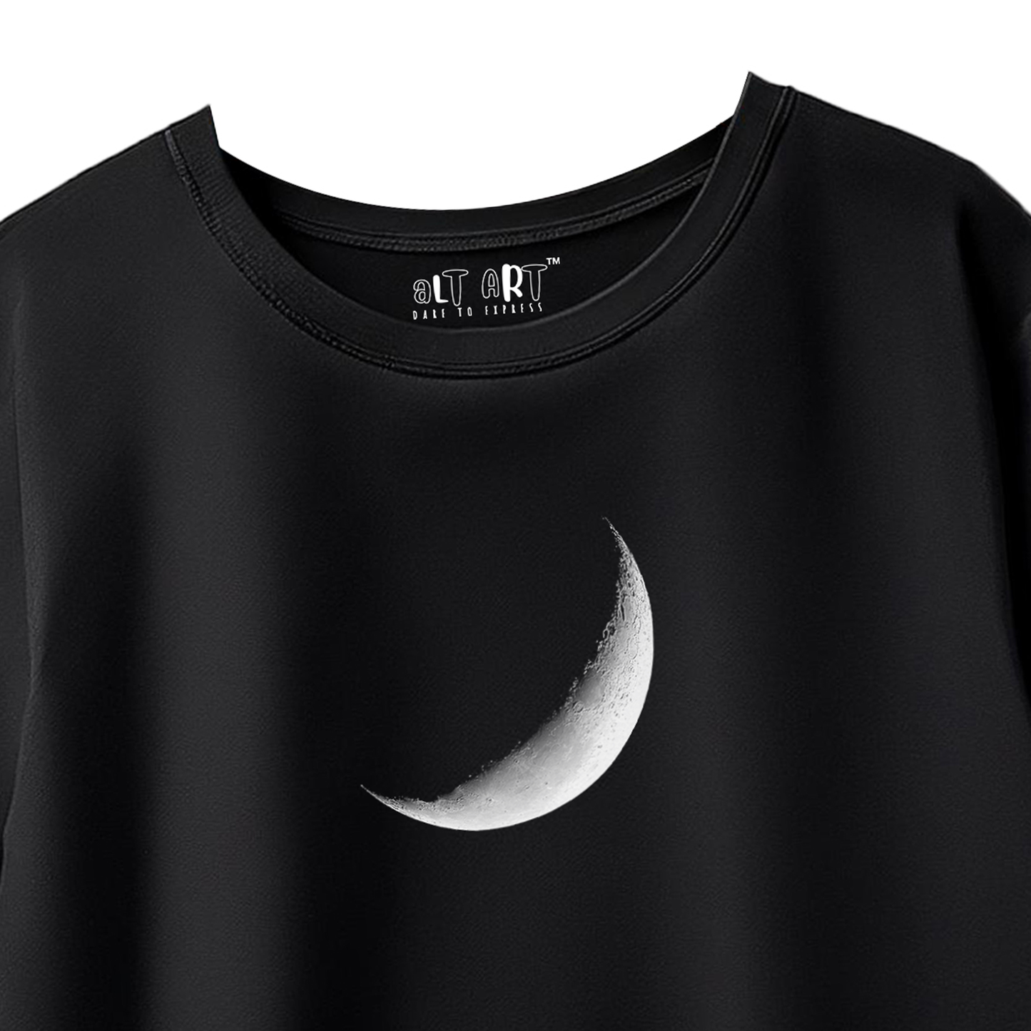 Moon Graphic Black Oversized T-Shirt for Men | Artistic Streetwear India