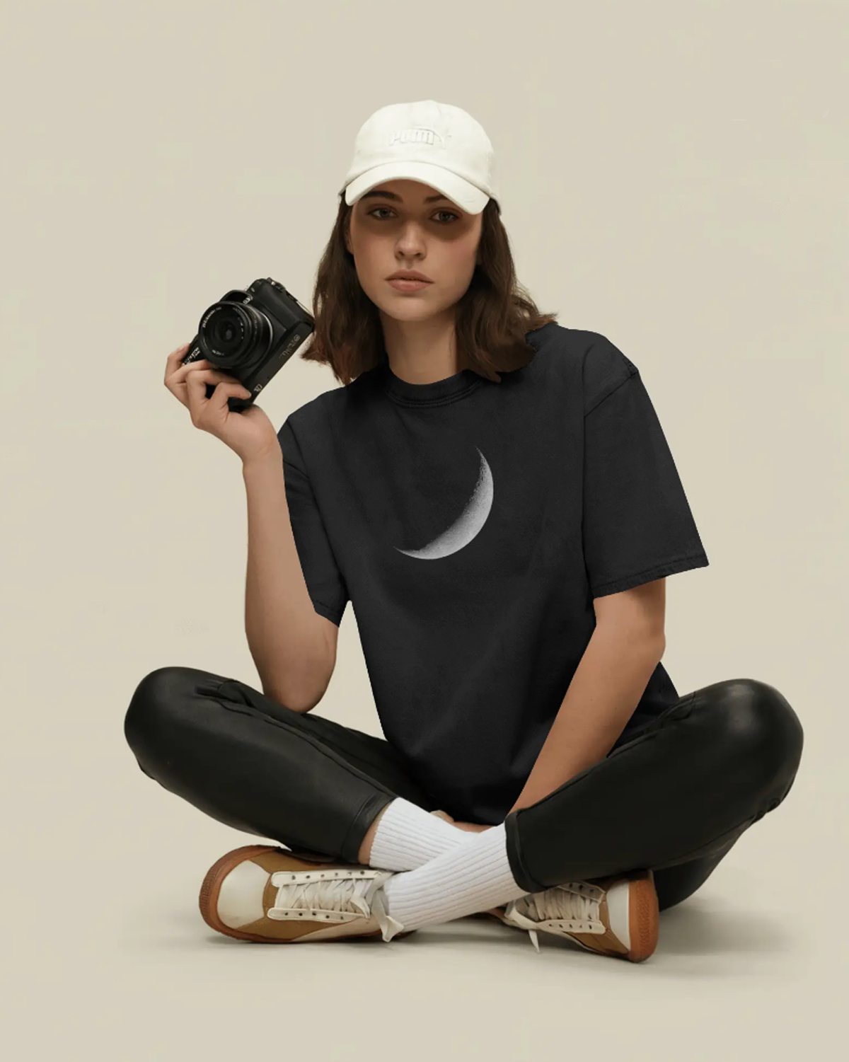 Moon Graphic Oversized T-Shirt for Women | Artistic Streetwear India