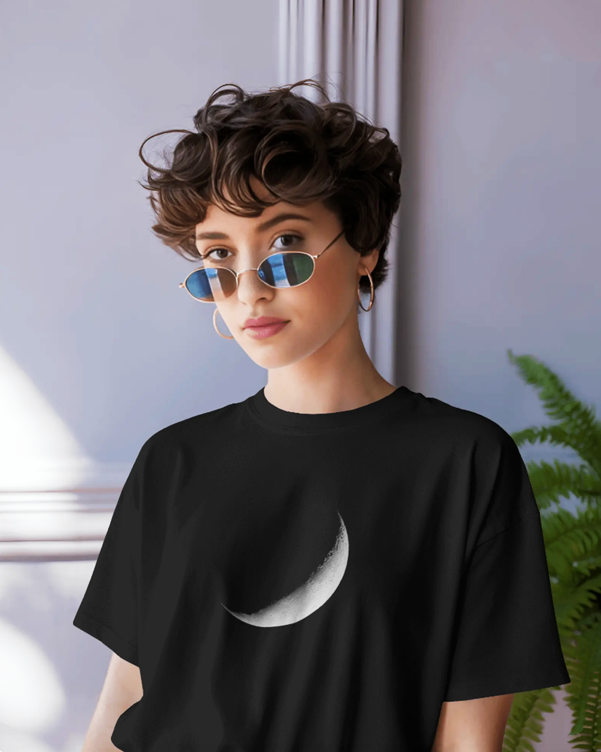 Moon Graphic Oversized T-Shirt for Women | Artistic Streetwear India