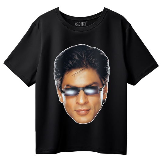 SRK Baadshah Black Oversized T-Shirt for Men | Shah Rukh Khan Graphic Streetwear Tee