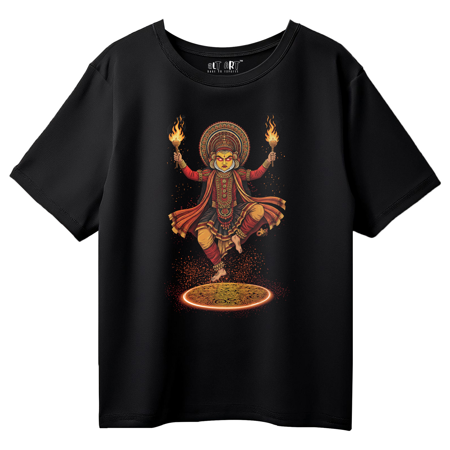 Kantara Inspired Theyyam Black Oversized T-Shirt for Women & Girls | Spiritual Artistic Streetwear Graphic Tee